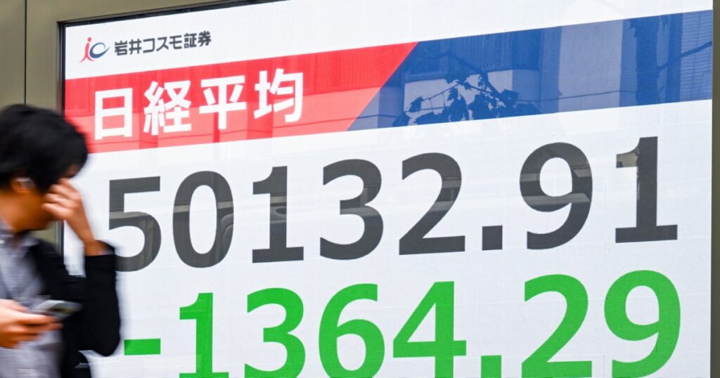 【日経平均株価】一時1300円超下げ　米テック株安で売り波及