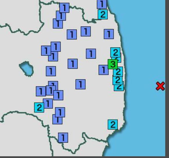 【地震】福島県内で震度3 福島県沖を震源とする最大震度3の地震が発生 津波の心配なし