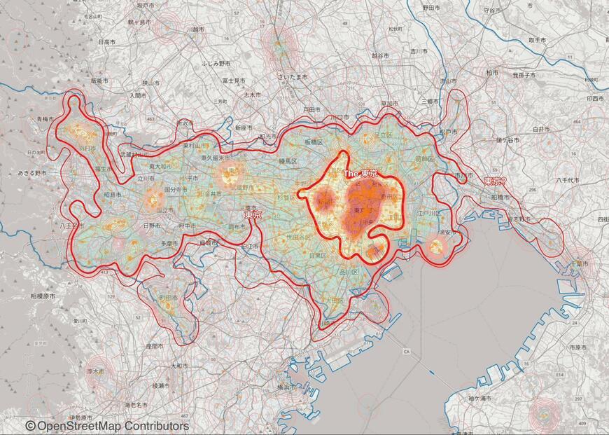 【東京】「東京の概念的な範囲」を可視化した地図が話題　東京に侵食されている地域に納得してしまう