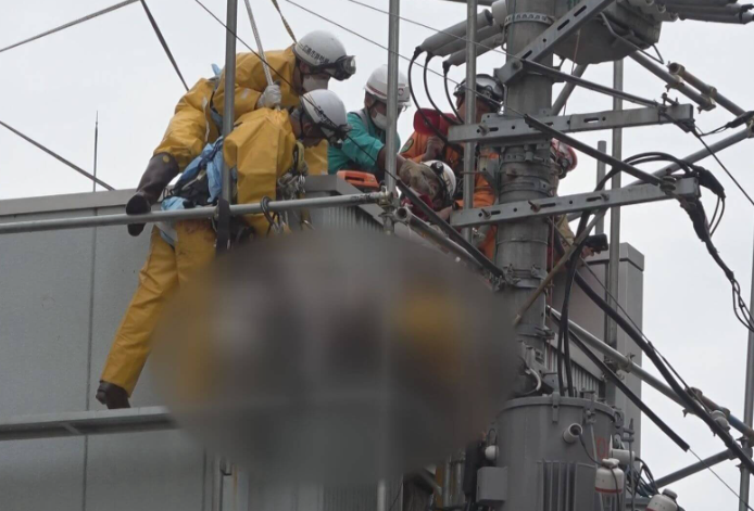 自分で組んだ足場が電線に届いて感電死。広島