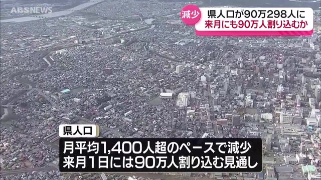 【秋田県】県人口 来月にも90万人割り込む見通し 減少スピード加速止まらず