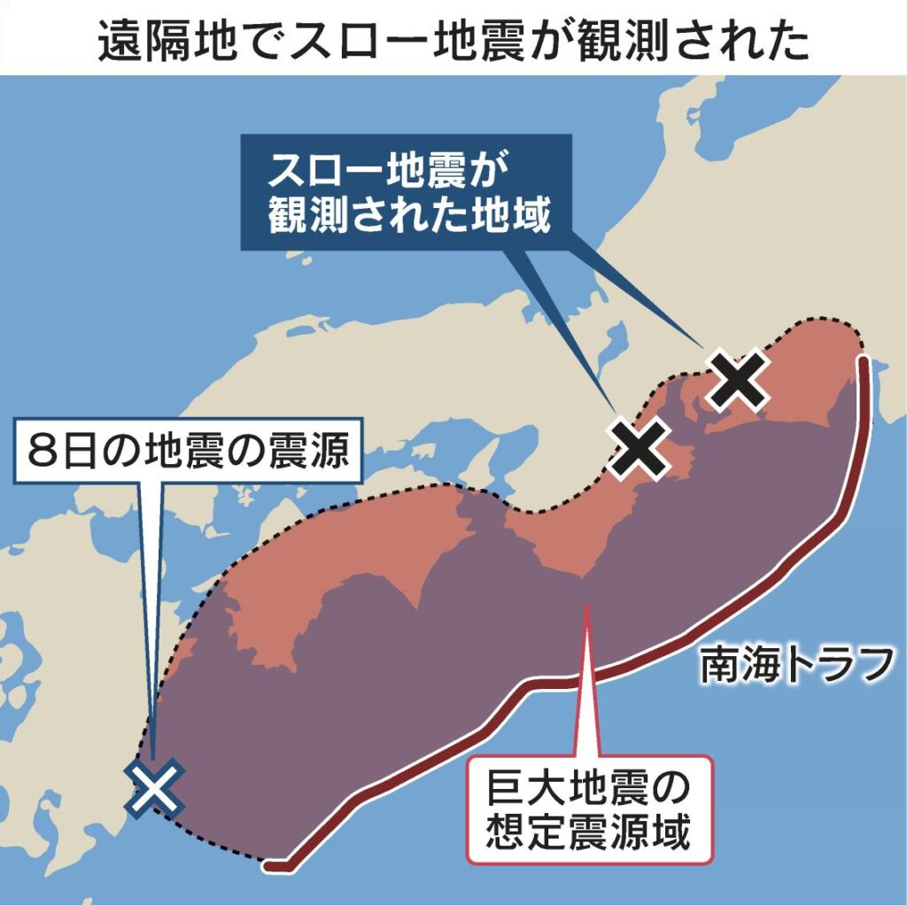 【三重県や愛知県の地下でスロー地震が発生】日向灘地震の直後