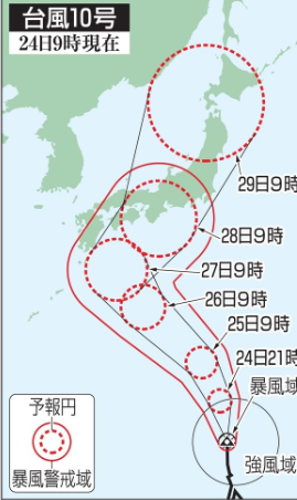 台風10号、27日から列島接近　北―西日本、大荒れの恐れ