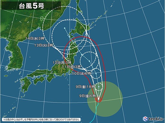 【気象情報】台風5号 来週にかけ東日本や北日本に影響か 最新情報に注意を