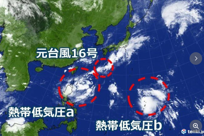 【天気】ダブル台風発生か　南の海上に2つの熱帯低気圧　今後　台風17号と18号に