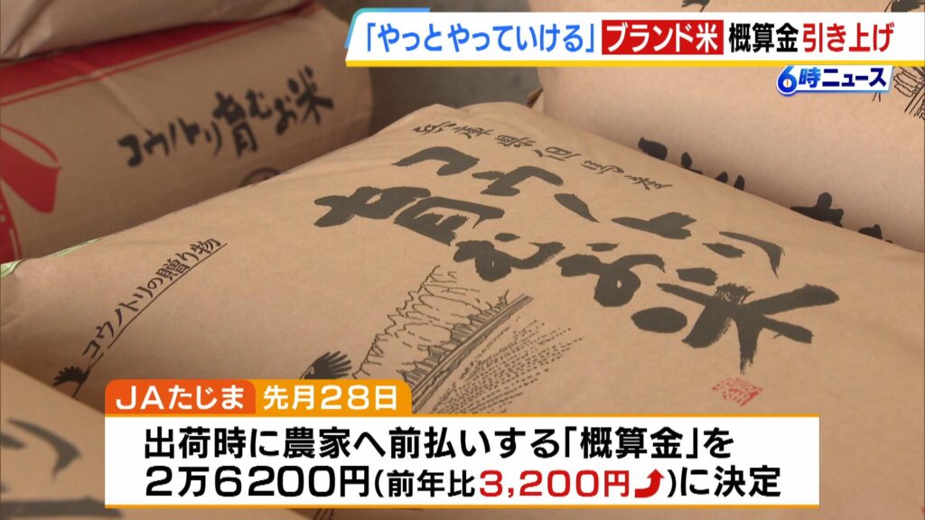 農家「やっとやっていける」ＪＡたじまが農家に支払うコメの買取価格を前年から３２００円引き上げ　販売価格もさらに上がる見込み