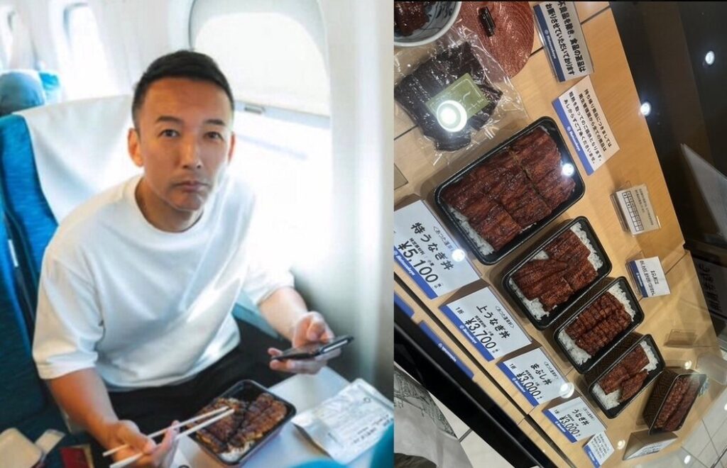 【画像あり】　山本太郎さん　新幹線で５０００円のうなぎ弁当を食べる　→　なぜか炎上する