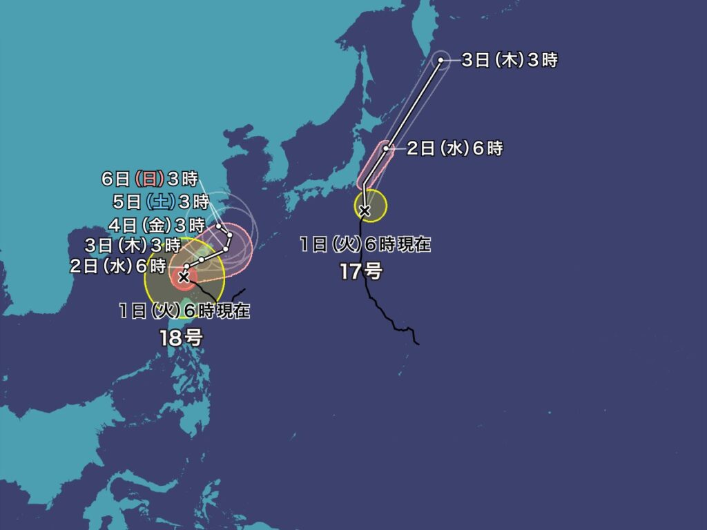 大型で非常に強い台風18号、迷走…