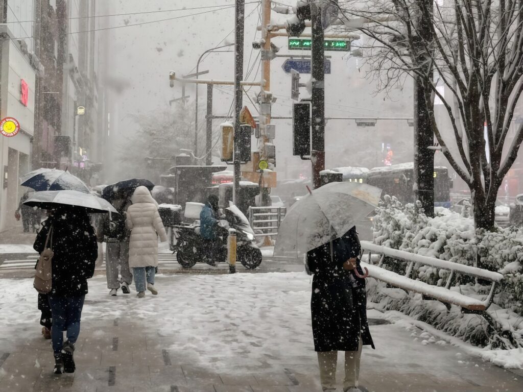 【K-サラリーマン】 韓国で記録的大雪、スキーを履いて出勤する男性が話題に「すごい根性」「ここまでして…」