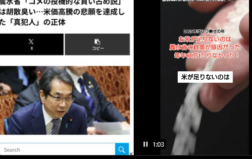 【食べ物】米の高騰、犯人はだれだ？投機筋か？、それとも、農水省の政策の間違いか？（ダイアモンド）