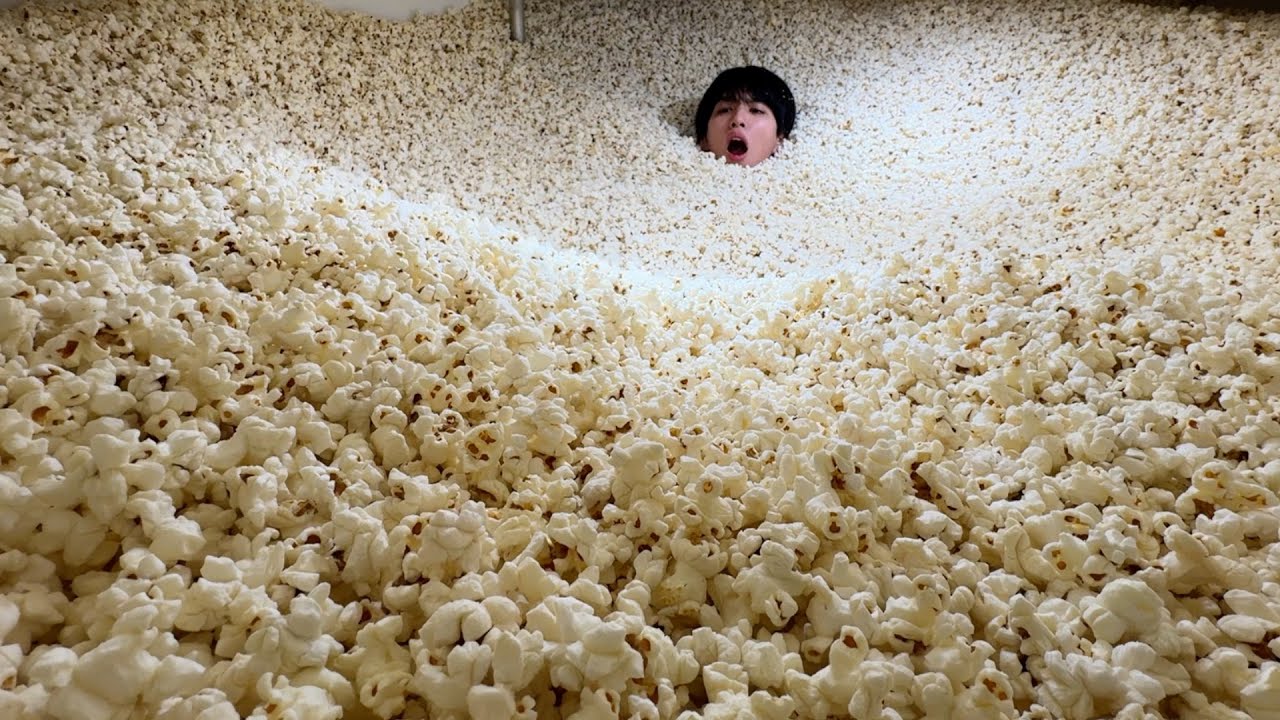 【YouTube】はじめしゃちょー、5億円の自宅の地下室を160kgのポップコーンで埋め尽くす