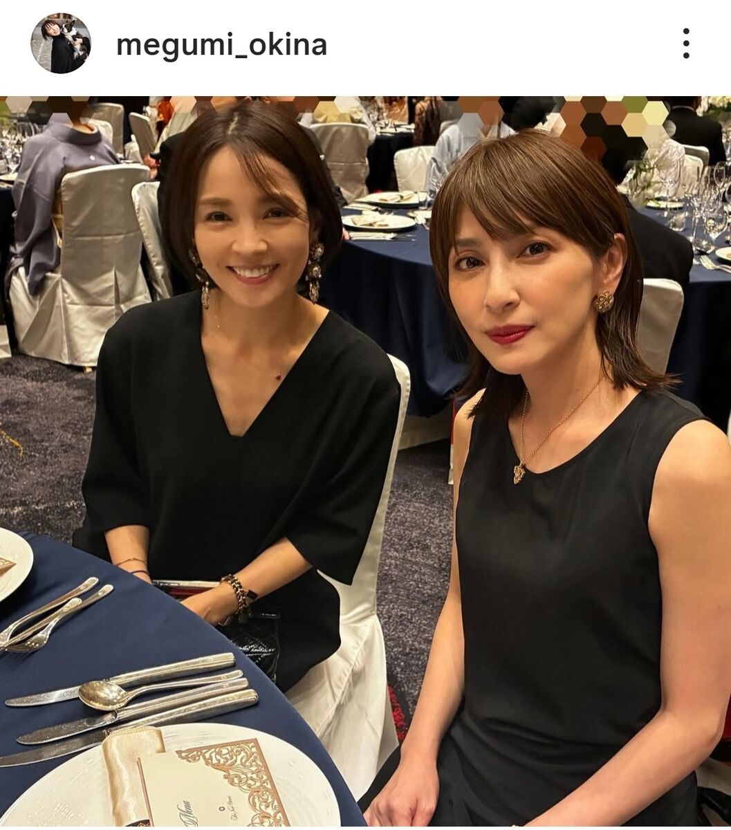 【芸能】国仲涼子　同じ学年の有名女優と２ショット！大相撲・輝の結婚式で再会「美人のトップが２人も」の声