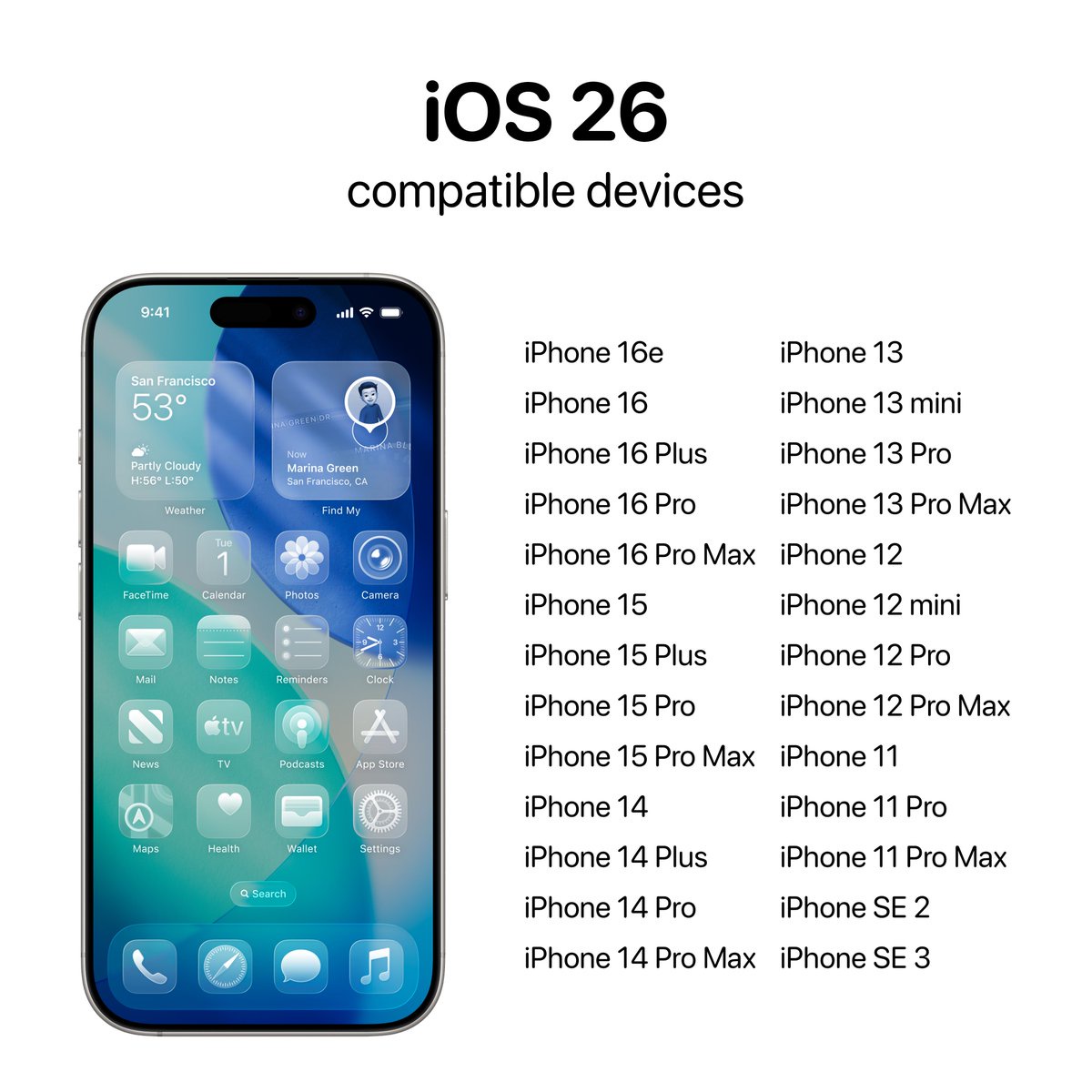 次世代OS「iOS26」が発表、iPhone11(SE2)以降で利用可能、なつかしのWindows Phone風デザインに