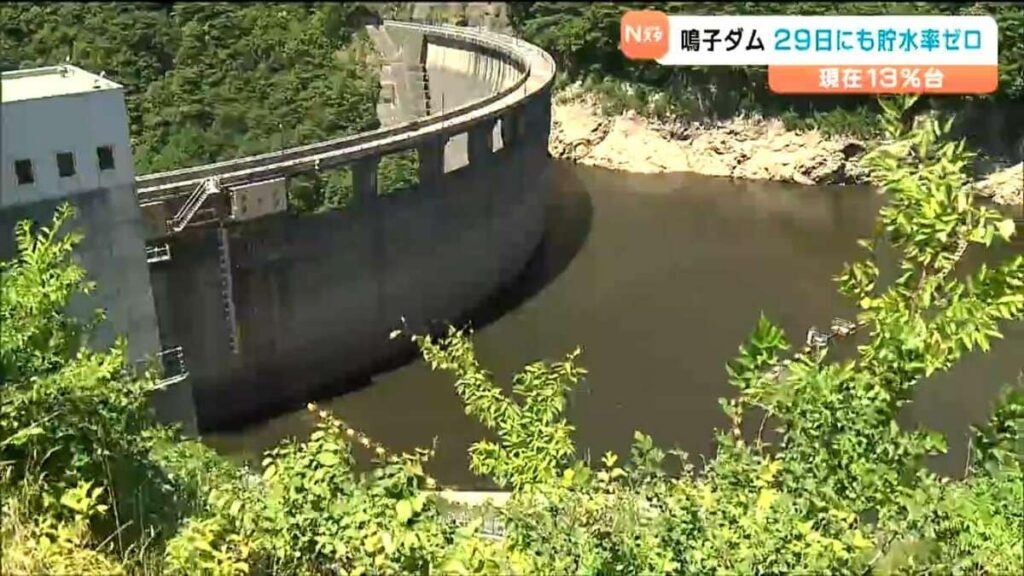 29日にも鳴子ダムの貯水率「ゼロ」に　7月雨量過去最少で貯水率13％台に低下「超法規的措置も検討」