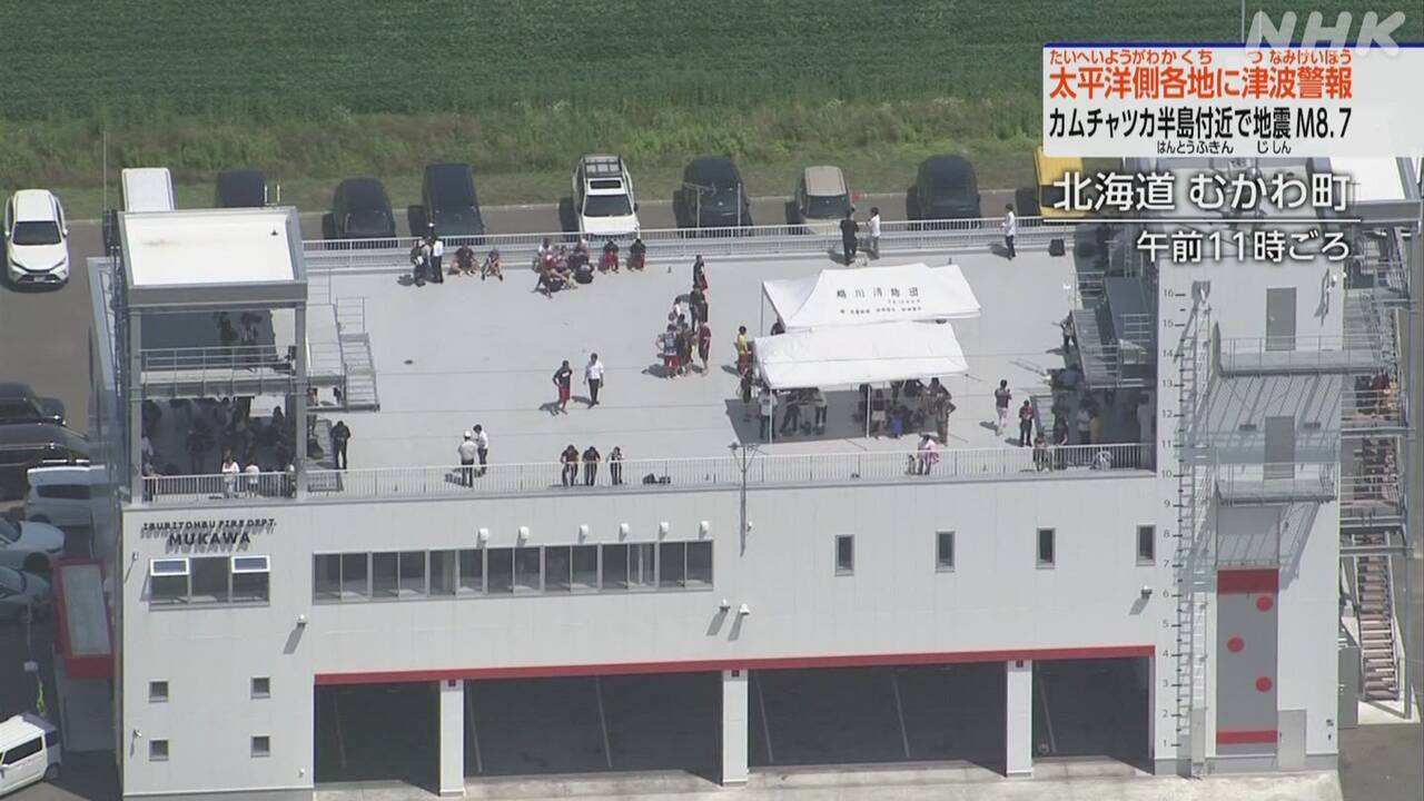 NHK、高台に避難した人達に熱中症への注意呼びかけ・・・