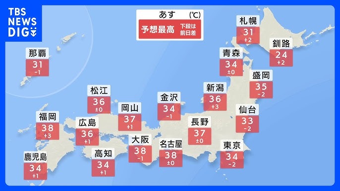【史上初 九州で40℃か】福岡・久留米と大分・日田で40℃予想　台風9号は複雑な進路で週末関東に接近か