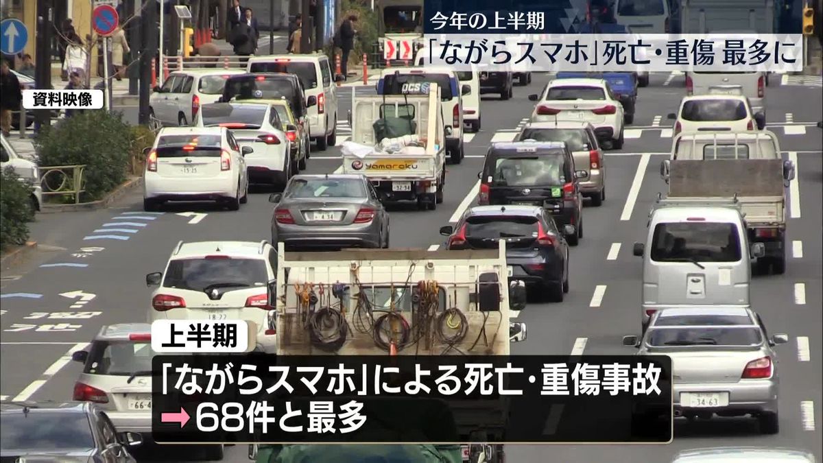 【警察庁】ことし上半期の「ながらスマホ」死亡・重傷事故、2007年以降最多