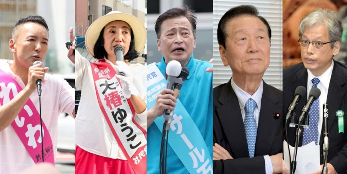 山本太郎、大椿裕子、ラサール石井、小沢一郎、山口二郎、村本大輔「辞めるな！」大石晃子「辞めろ！」
