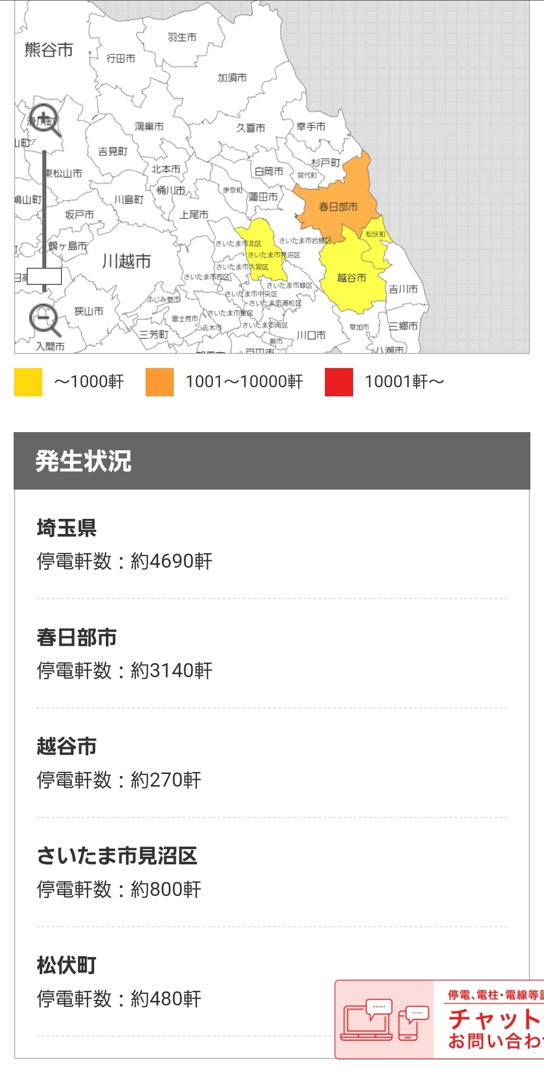 【停電】埼玉で4690軒