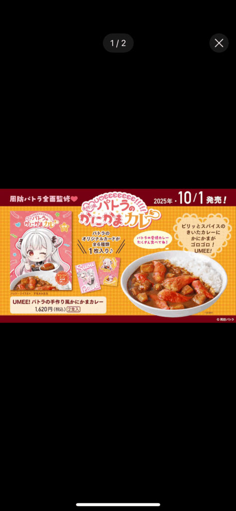 Vtuber監修のレトルトカレー、1620円w