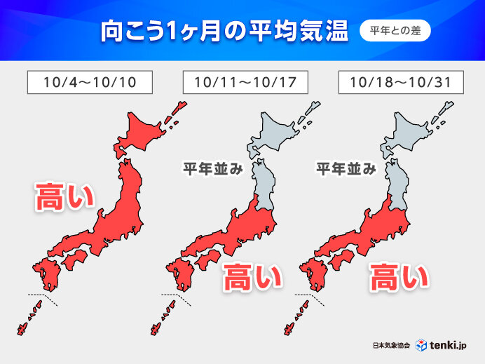 【天気】「10年に一度」クラス　10月末まで西・東日本は高温　北日本は急ピッチで冬へ前進