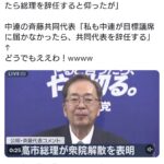 中革連・斉藤氏「私も中連が目標議席に届かなかったら共同代表を辞任する」　←どうでもええわ