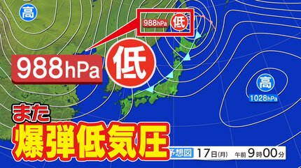 【爆弾低気圧】強い寒気が南下 本州も「初雪」ラッシュ 東京13℃ 大阪12℃予想 西日本でも「山沿いで積雪」