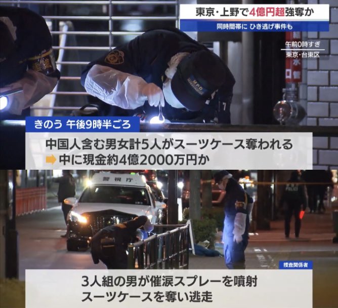 中国人、上野で4億2000万円奪われる