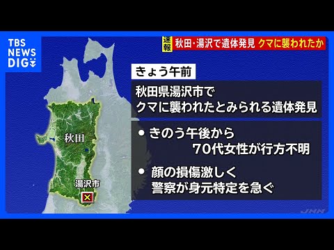 【（・(ｪ)・）】行方不明女性の捜索隊が顔の損傷激しい遺体発見　クマに襲われた可能性　秋田・湯沢市