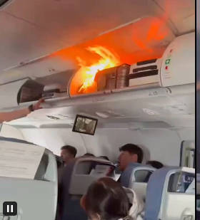 【恐怖】中国機内でリチウム電池が発火🔥煙充満　乗客騒然