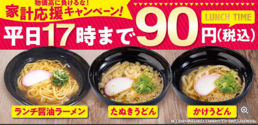 ラーメン1杯90円とか、店に悪くて食えないわ