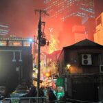 【社会】 大阪・曽根崎で建物火災　複数棟が燃え消火中　けが人はなしとの情報