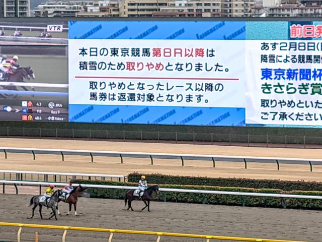 【競馬】JRA　2月7日の東京競馬は積雪のため8R以降の開催を取りやめ