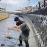 【日本の川で投網を行うカンボ〇ア人達】「この時期はいつも魚がいるんだ！」と語り、常習犯らしく、連日投網を行う。当然許可はされていないだろう