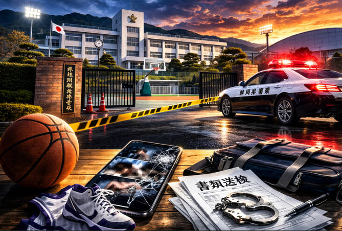 藤枝明誠高校バスケ部員の男 3名　女子生徒の猥褻動画拡散で送検されていた