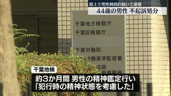 【松戸市】路上で男性がナイフで殺害された事件　逮捕の４４歳男を不起訴に　千葉地検