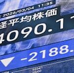 【株価】東証後場寄り　日経平均、下げ幅一時2600円強　日経VIは60超え