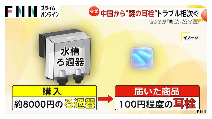 8000円の濾過を注文届いたのは耳栓 トラブル相次ぐ中国物流会社「送を代行しているだけ。具体的に何を発送しているか把握してない