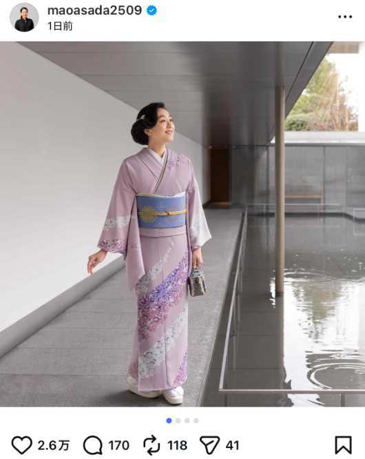 「日本の美そのもの…」浅田真央、藤色の着物に包まれた“圧倒的な気品”にファンから写真集熱望の声殺到