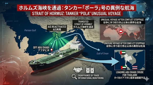 タイ貨物船、AIS（船舶自動識別装置）を切ってホルムズ海峡の強行突破に成功、世界初の快挙