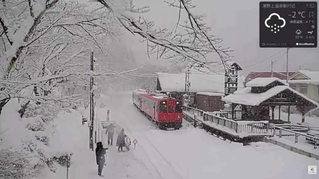【雪・ライブカメラ】湯野上温泉駅