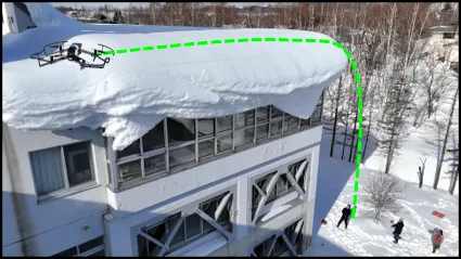 【雪ぴ】ドローン使い雪庇除去　札幌の企業が技術開発　5階建て相当まで可能
