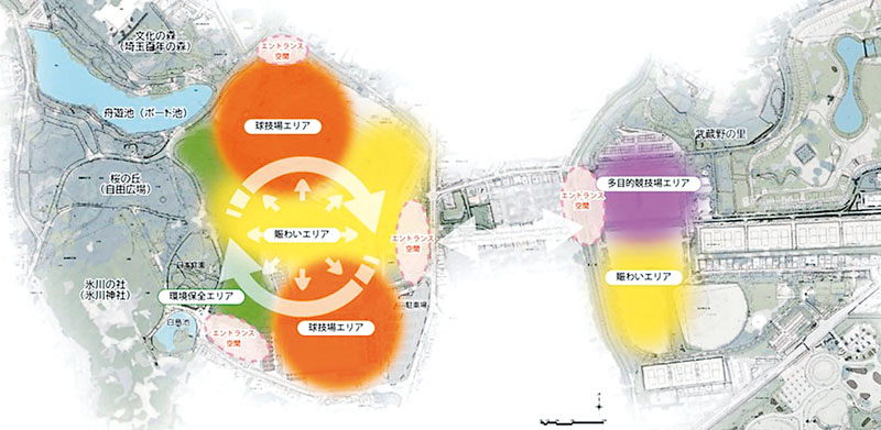 【埼玉】大宮公園の周辺整備へ　エリア内を5ゾーンに区分け、今までない広場を配置　各ゾーンを巡りやすく常に楽しめるように計画