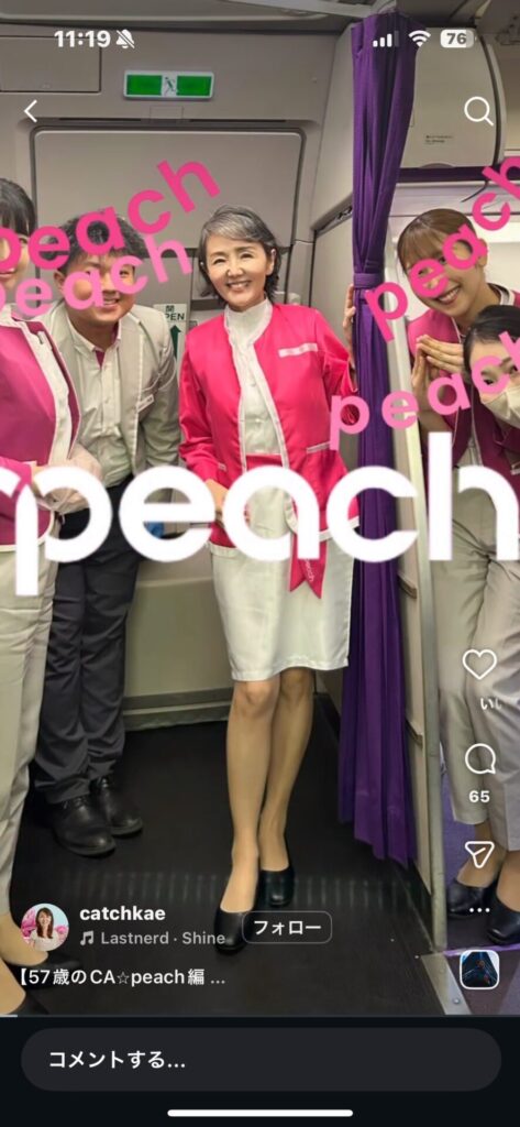 【悲報】客室乗務員ごっこするオバさん、叩かれる