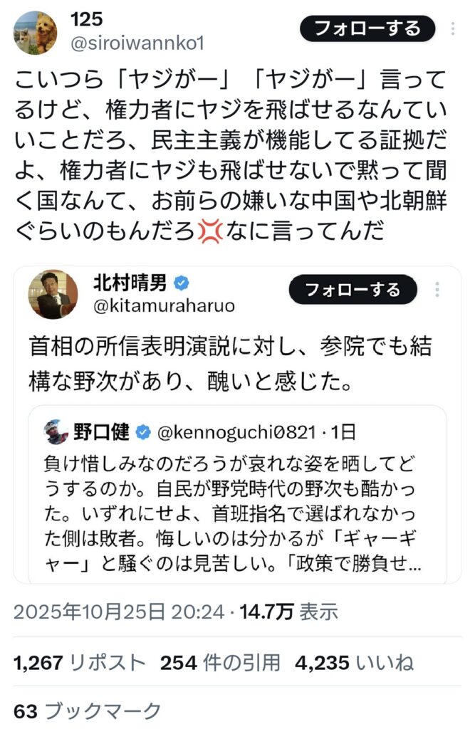パさん「こいつら「ヤジがー」「ヤジがー」言ってるけど民主主義が機能してる証拠だよ」 →？