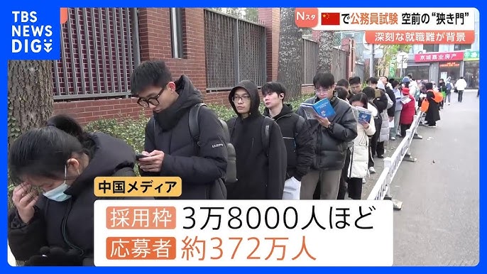 再）中国の国家公務員試験　平均倍率は98倍　最悪な経済不振で深刻な就職難　ホームレスへ