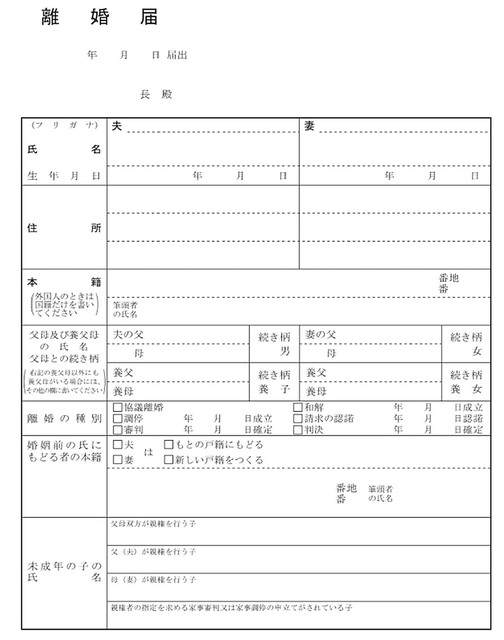 離婚届、親権者欄四つに　民法改正後のイメージ公表