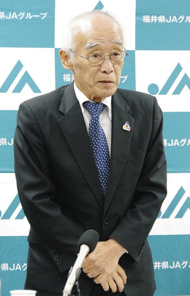 コメ在庫量増に危機感　ＪＡ県５連会長「手打たないと暴落」   福井