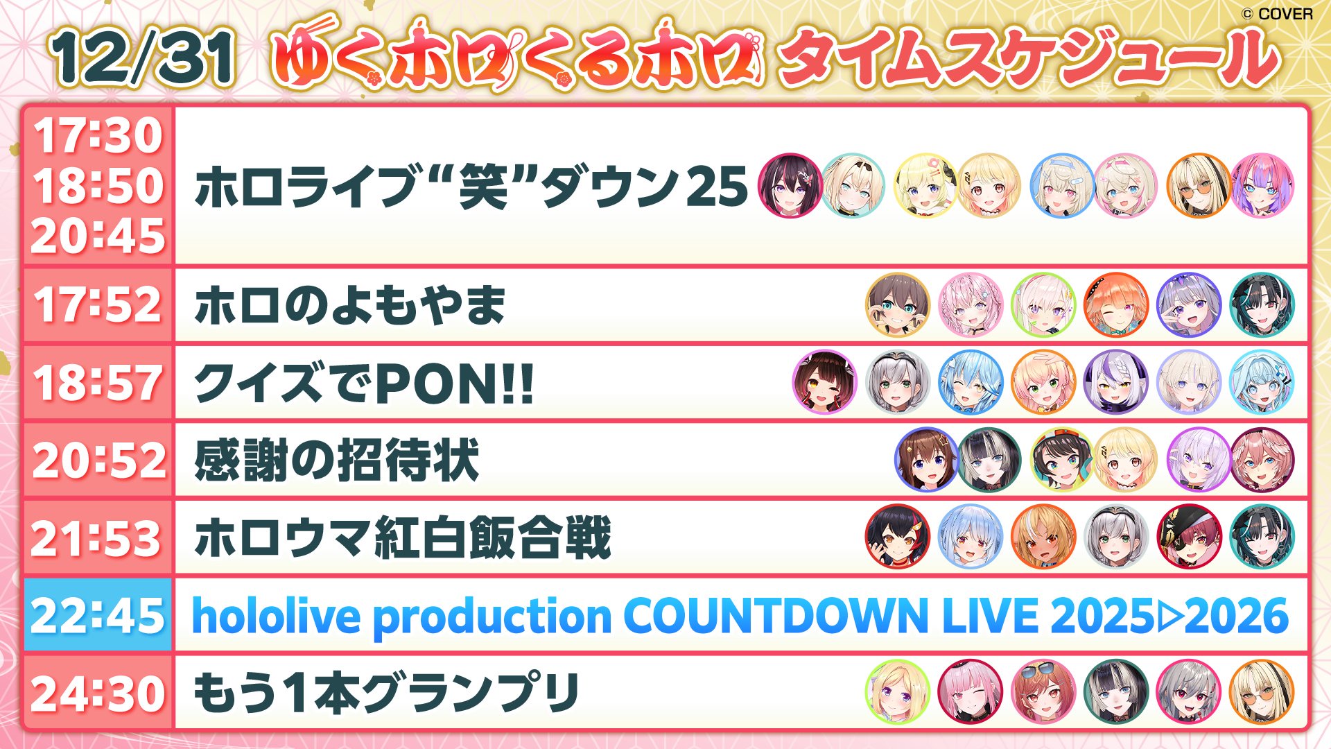 【悲報】ホロライブ年末特番の参加ホロメン一覧ww