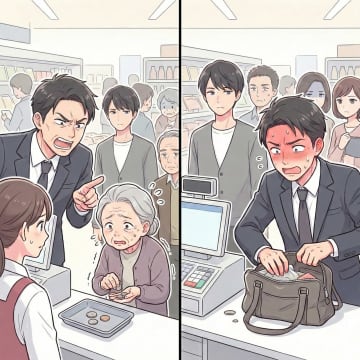 「早く！現金払いとか遅いよ…」レジで高齢者を急かす男 だが、自身の支払いで痛い目に【AI短編小説】
